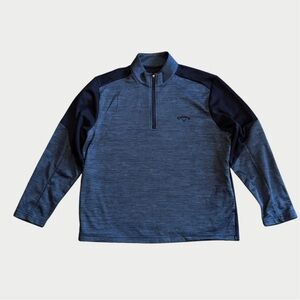 Callaway 1/4 Zip Blue Fleece Mock Neck Golf Sweatshirt